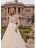 Beaded Ivory Lace Tulle Keyhole Back Floral Wedding Dress